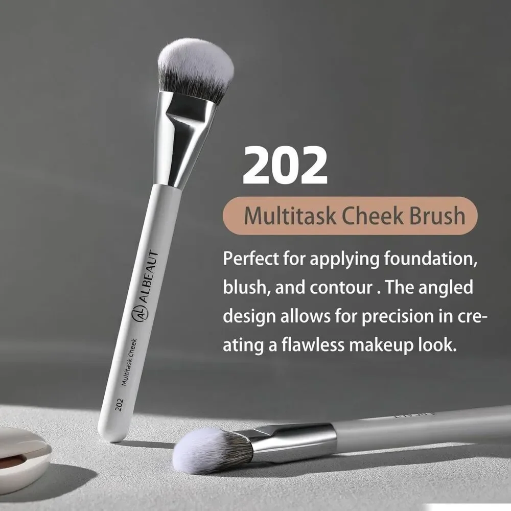 202 White Multitask Angled Makeup Precision Face Blending Blush Brush